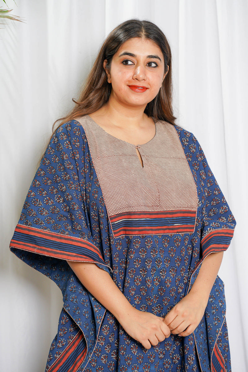 Indigo Fadat Natural Dyed Patchwork Kaftan Kurta
