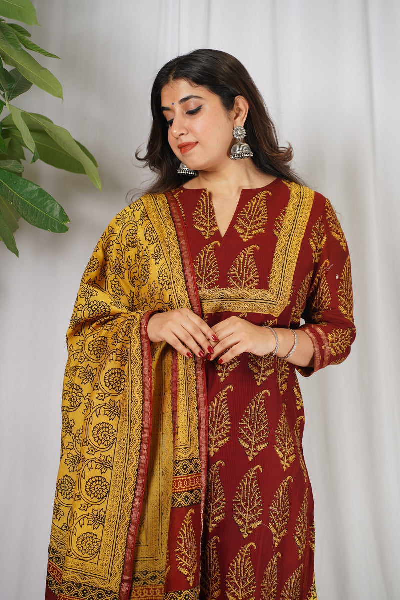 Leafy Bagh Cotton Suit Set | Relove