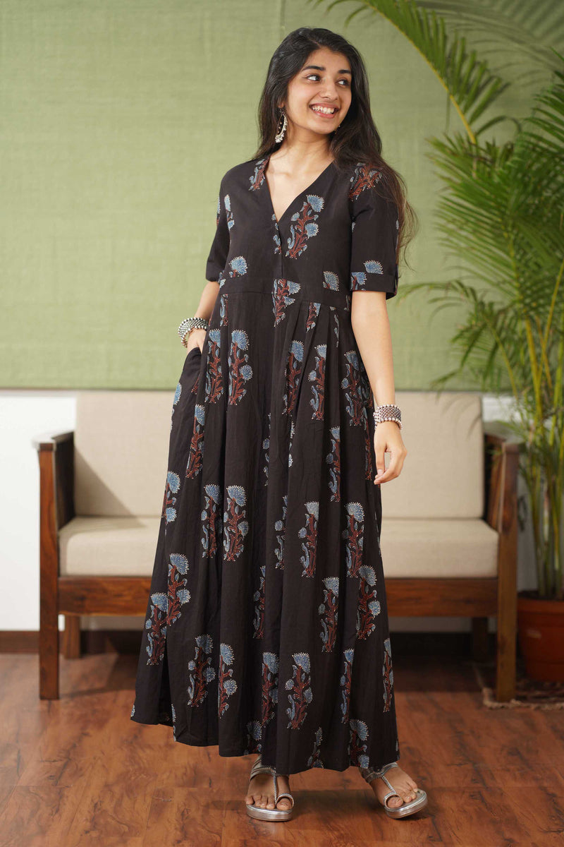 Theea Black Natural Dyed Cotton Dress