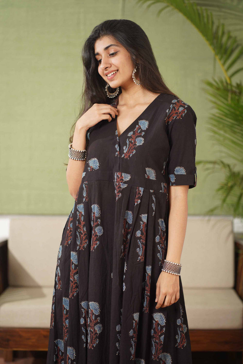 Theea Black Natural Dyed Cotton Dress