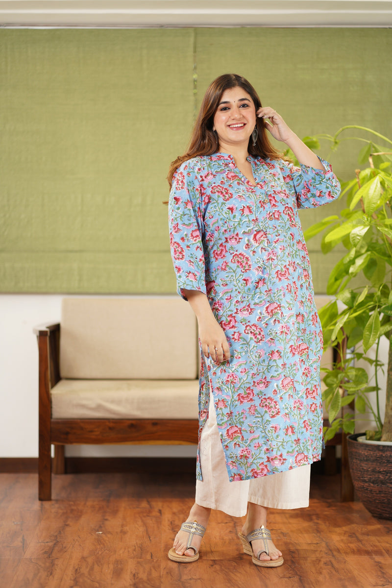 Shely Sangnari Blue Cotton Kurta