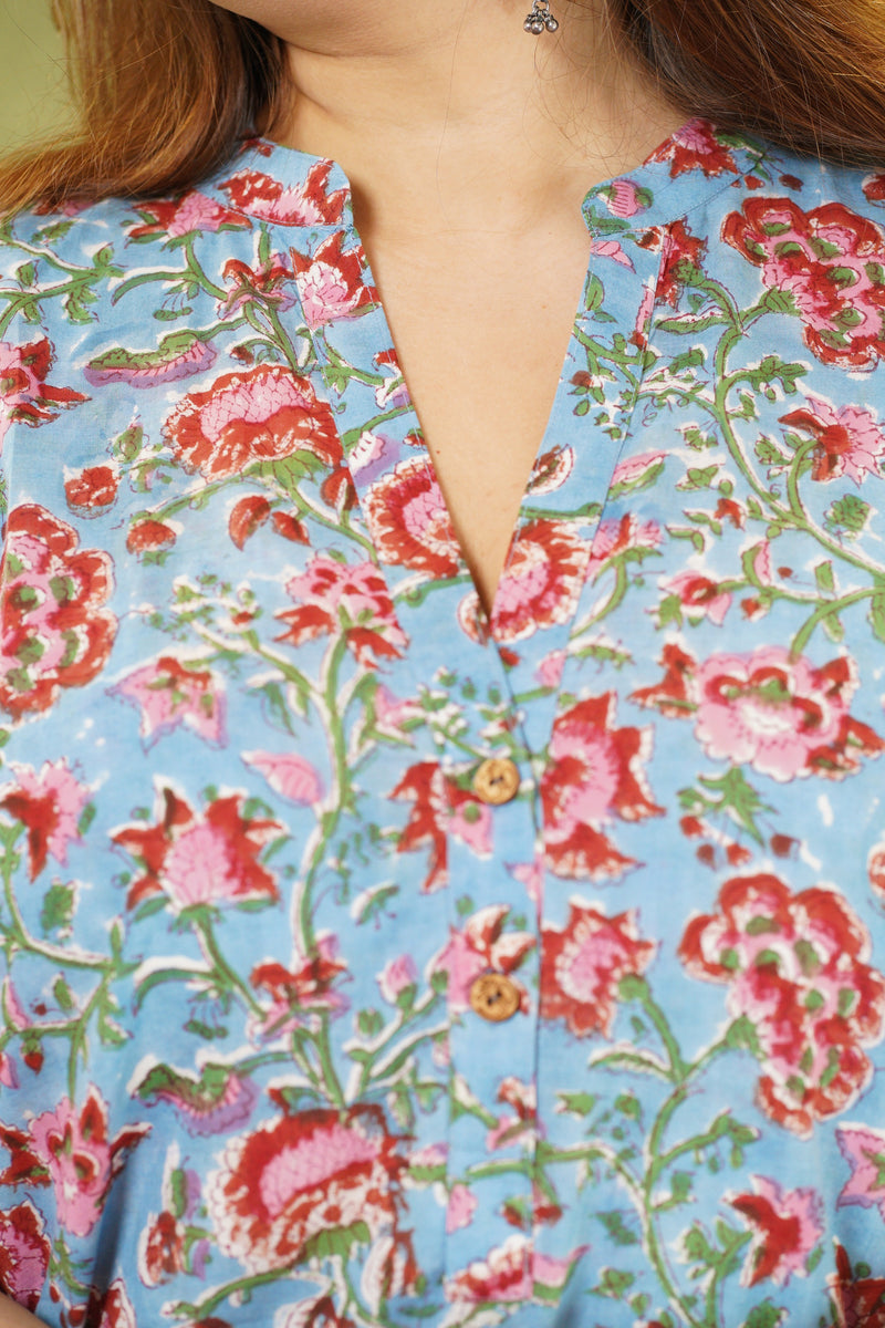 Shely Sangnari Blue Cotton Kurta