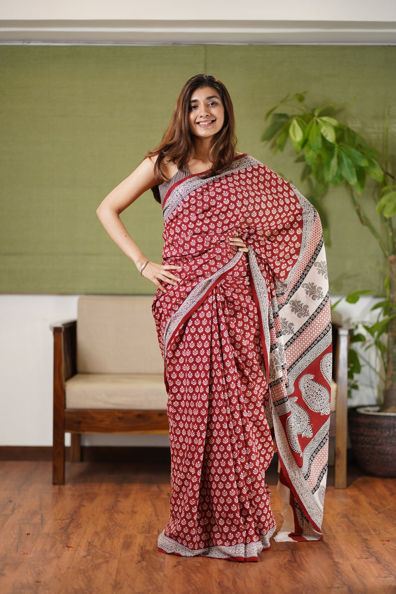 Chanderi Batik Print Saree with Blouse – RKG SHOPPING