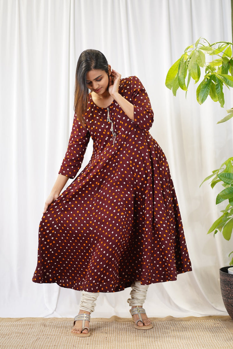 Naziya Bandhani Cotton Kurta