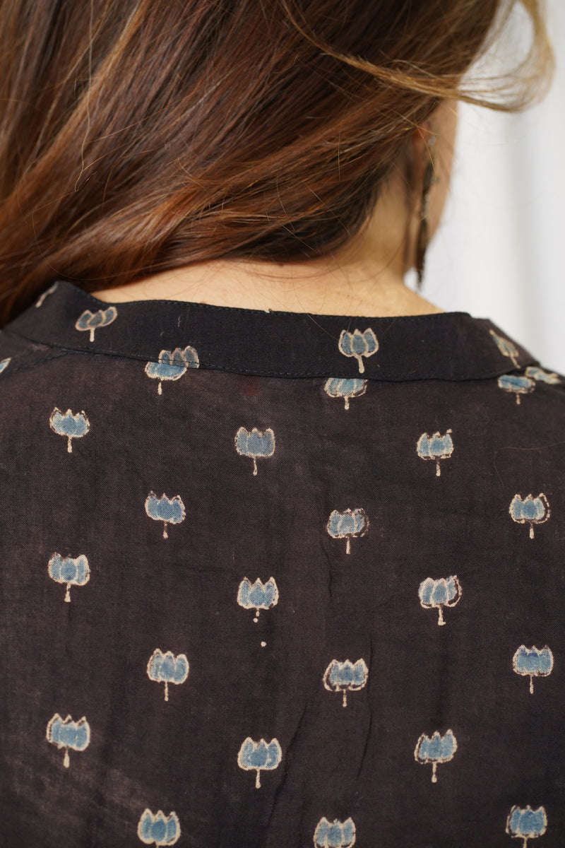 Black Lotus Ajrakh Mul Cotton Short Top