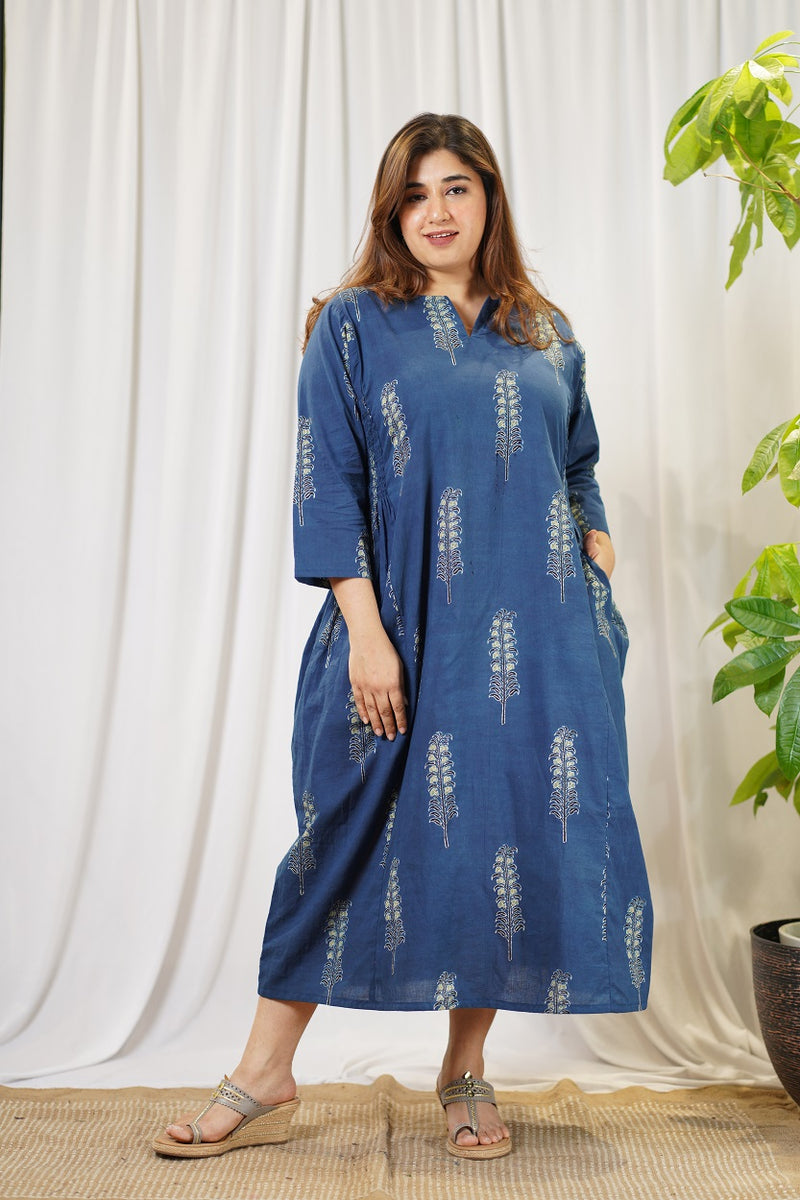 Zisha Indigo Ajrakh Cotton Dress