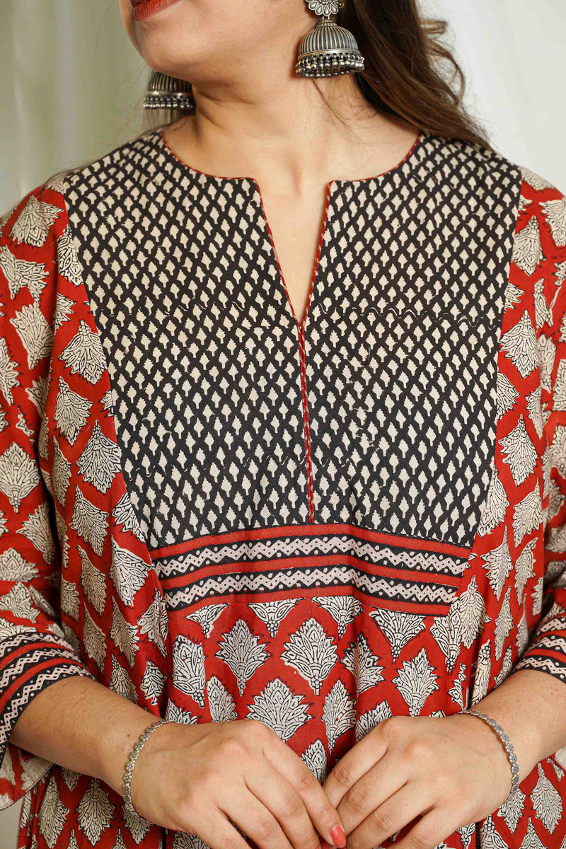 Rehana Bagru Patchwork Kali Kurta