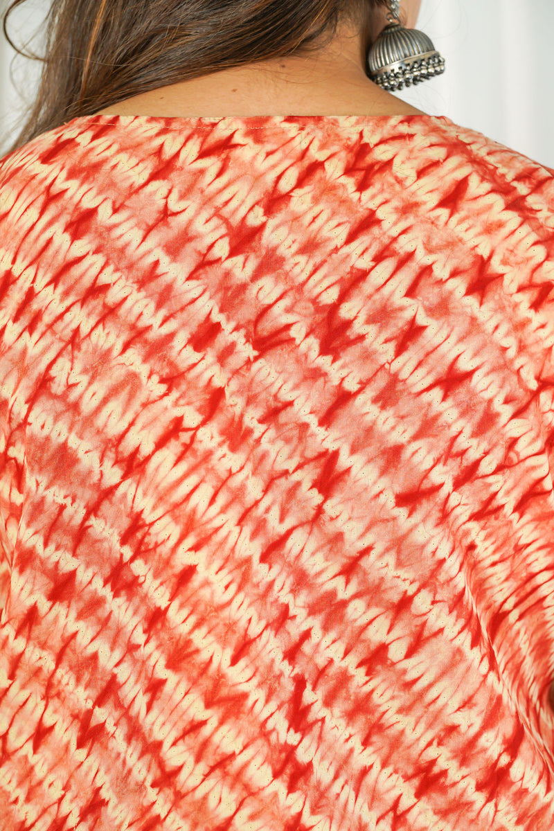 Red Cotton Shibori Kurta