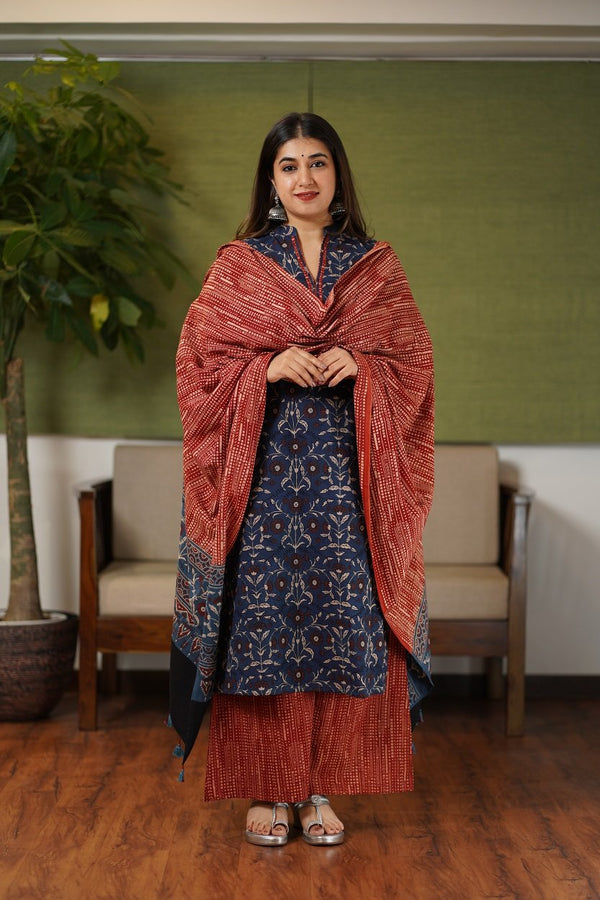 Red Floral Jaal Dupatta