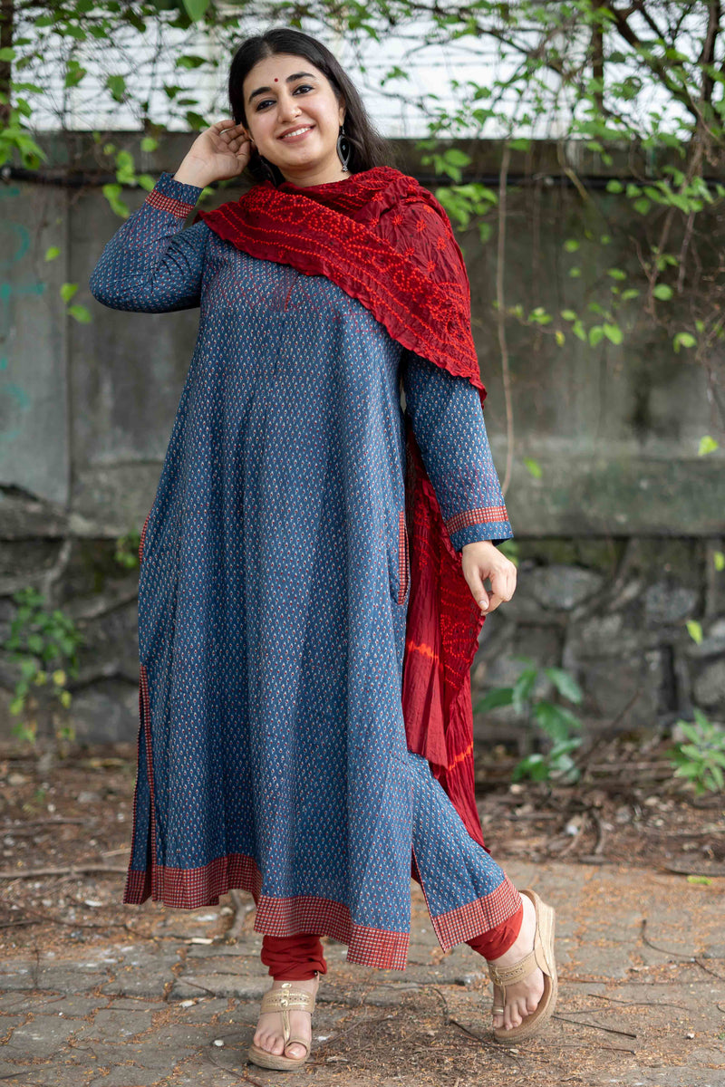 Aiza Ajrakh Kurta 3 Pc Set