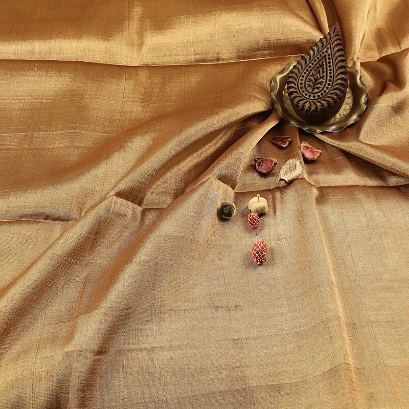 Golden Zari Full Tissue Chanderi Fabric