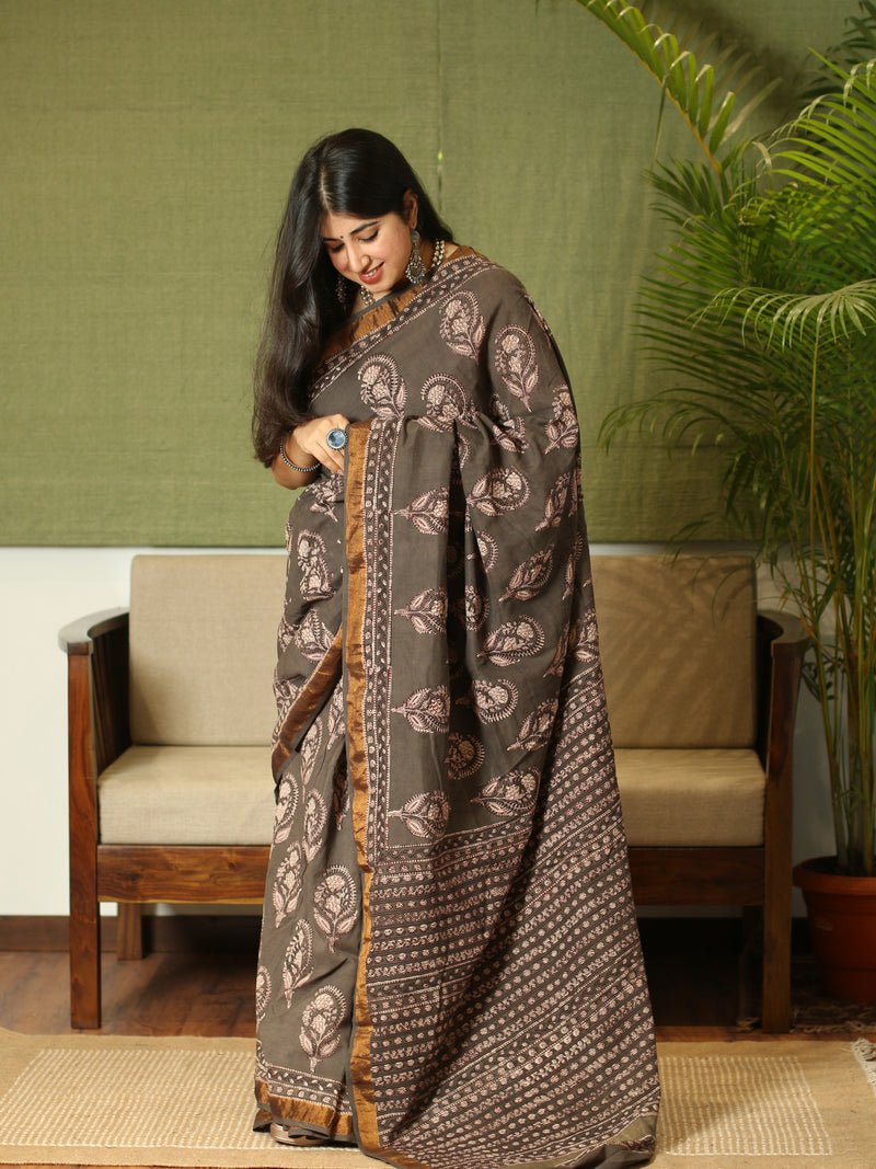 Phadad Hand Block Printed Cotton Saree