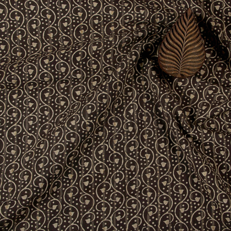 Natural Dyed Earthy Brown Lilac Ajrakh Cotton Fabric