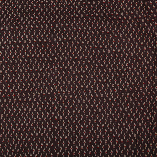 Natural Dyed Brown Small Leaf Ajrakh Cotton Fabric
