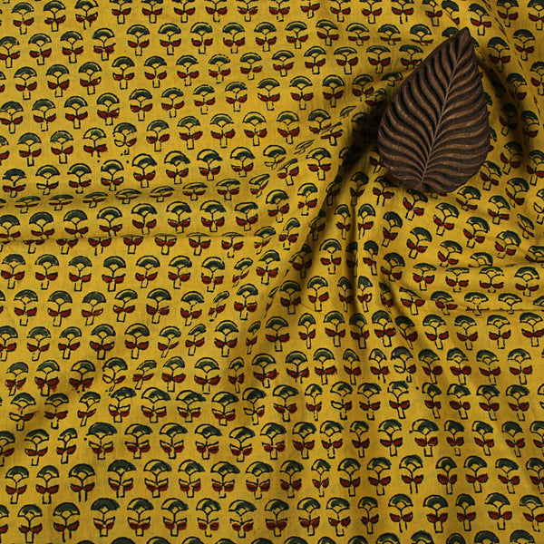 Natural Dyed Yellow Butti Ajrakh Cotton Fabric