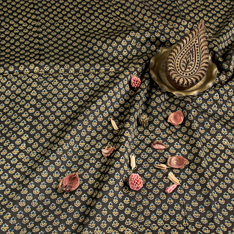 Ajrakh Modal Silk Natural Dyed Block Print Fabric