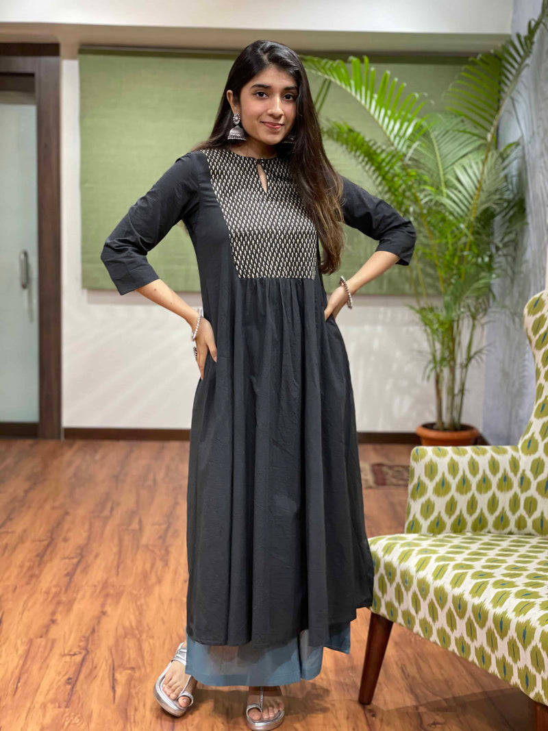 Nirvi Midnight Ajrakh Kali Kurta | Relove