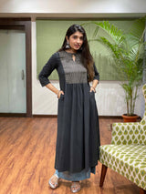 Nirvi Midnight Ajrakh Kali Kurta | Relove