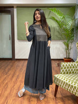 Nirvi Midnight Ajrakh Kali Kurta | Relove