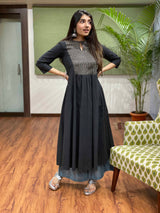 Nirvi Midnight Ajrakh Kali Kurta | Relove