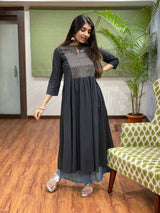 Nirvi Midnight Ajrakh Kali Kurta | Relove