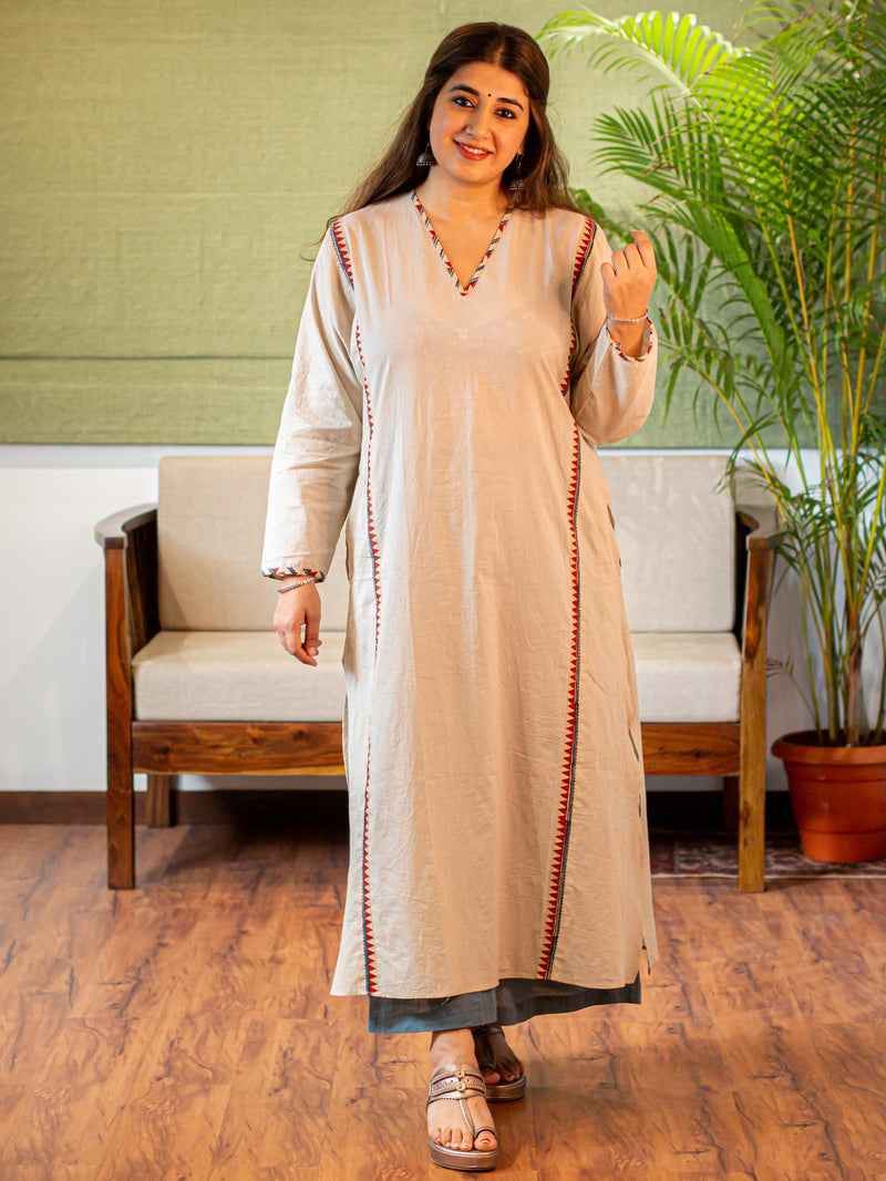 Anam Off White Mul Kali Kurta