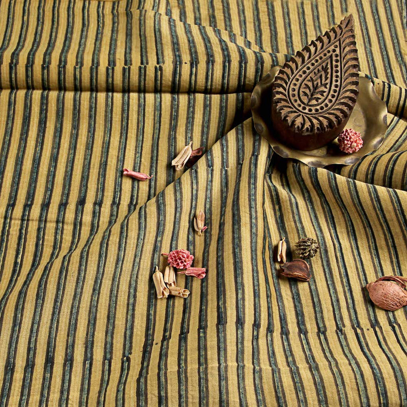 Ajrakh Chanderi Silk Natural Dyed Block Print Fabric