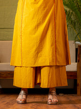Anam Yellow Jhabbha Kali Mul Cotton Kurta Set | Relove