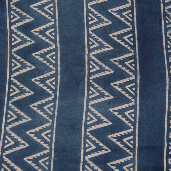 Natural Dyed Indigo Zig Zag Triangle Ajrakh Cotton Fabric