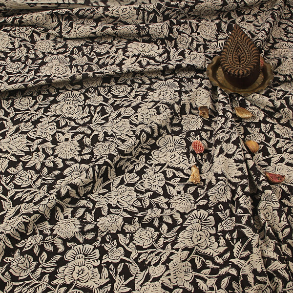 Bagru Gulab Jaal Hand Block Printed Cotton Fabric