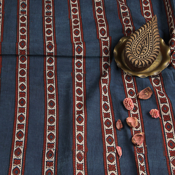 Natural Dyed Indigo Ajrakh Cotton Fabric