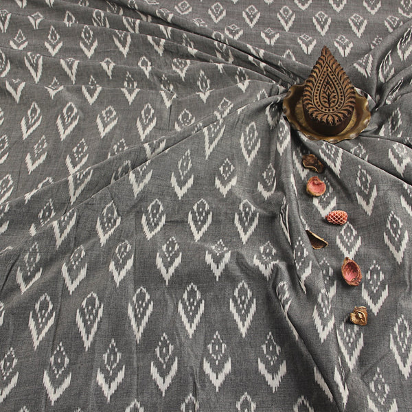 Grey Diamond Ikkat Handwoven Cotton Fabric