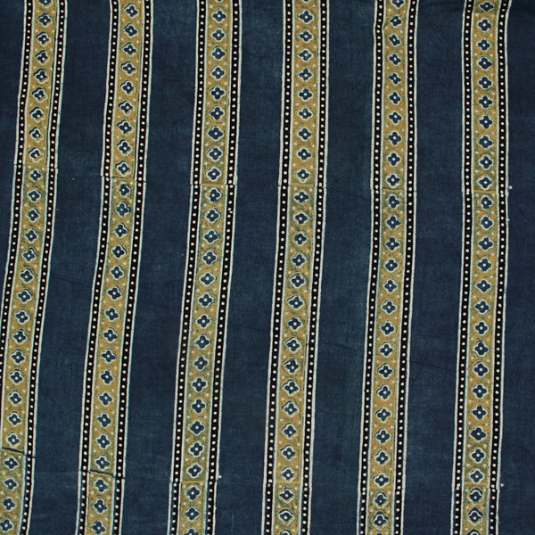 Natural Dyed Indigo - Yellow Ajrakh Cotton Fabric
