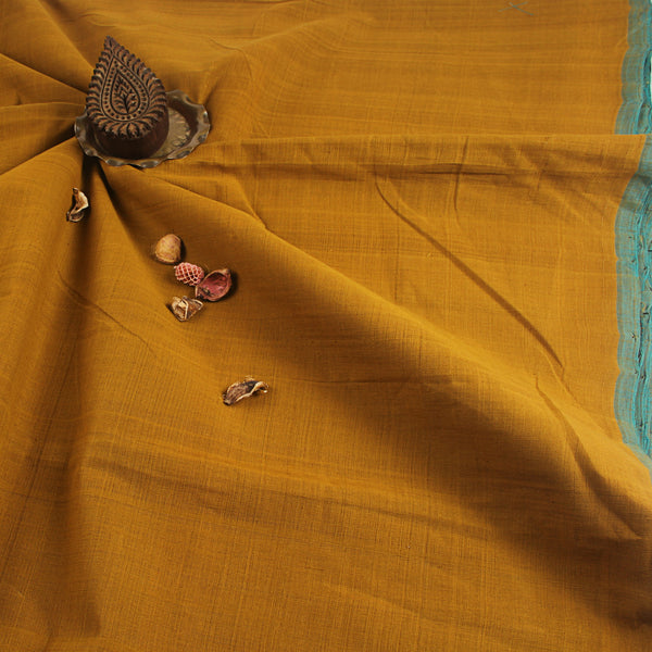 Mangalgiri Sand Yellow Plain Natural Dyed Cotton Fabric