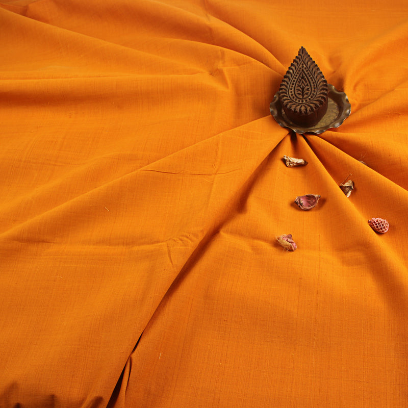 Mangalgiri Burnt Orange Plain Natural Dyed Cotton Fabric