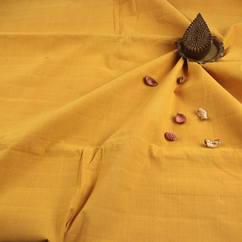Mangalgiri Mustard Plain Natural Dyed Cotton Fabric