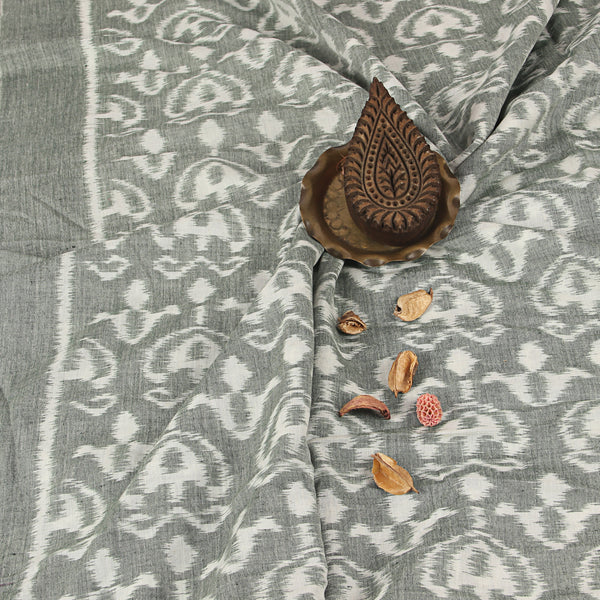 Grey Ikkat Handwoven Cotton Fabric