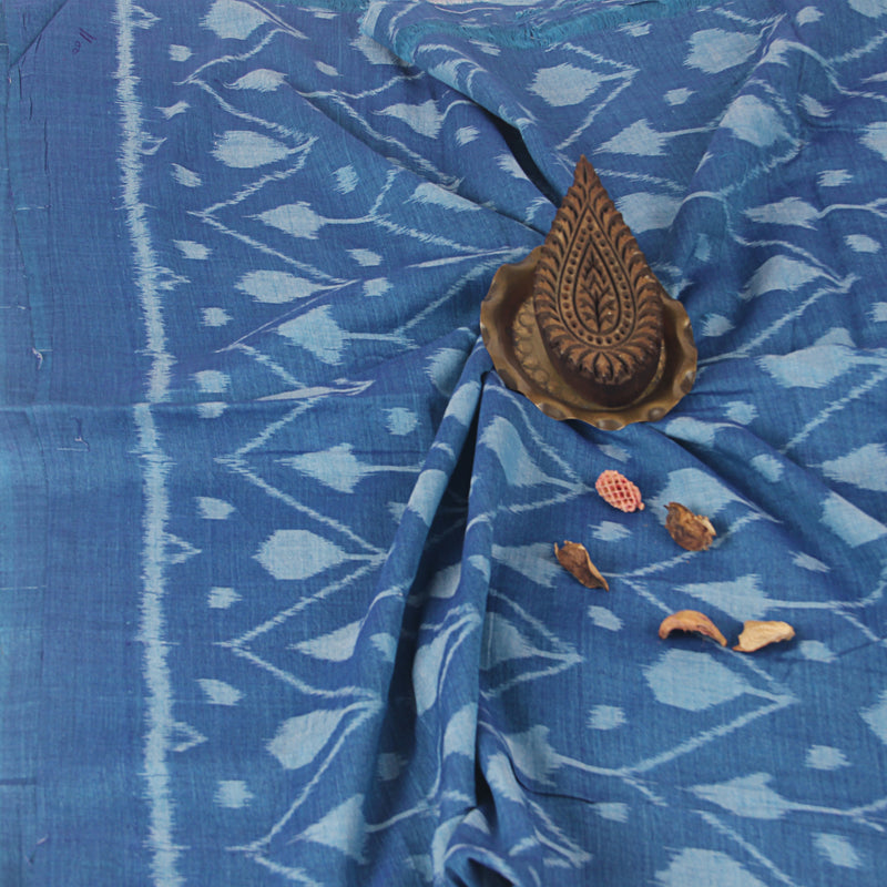 Indigo Arrow Pattern Ikkat Handwoven Cotton Fabric