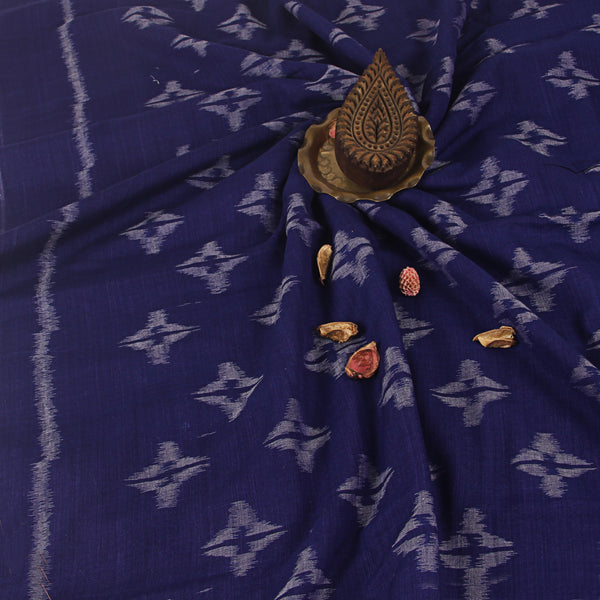 Ikkat Blue Handwoven Cotton Fabric