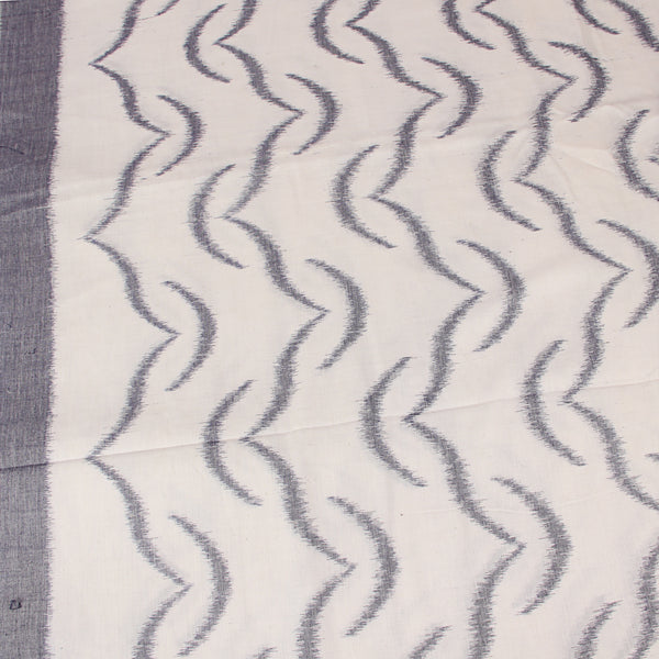 White Indigo Fly Ikkat Handwoven Cotton Fabric
