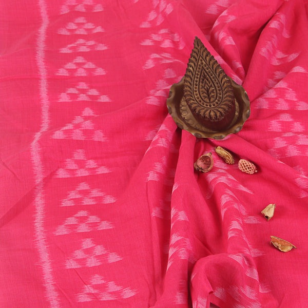 Pink Triangle Ikkat Handwoven Cotton Fabric