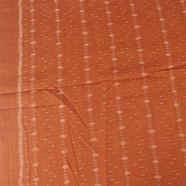 Rust Orange Ikkat Handwoven Cotton Fabric