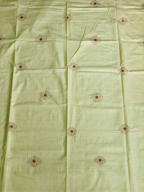 Checks Pale Yellow Hand Work Kurta Fabric