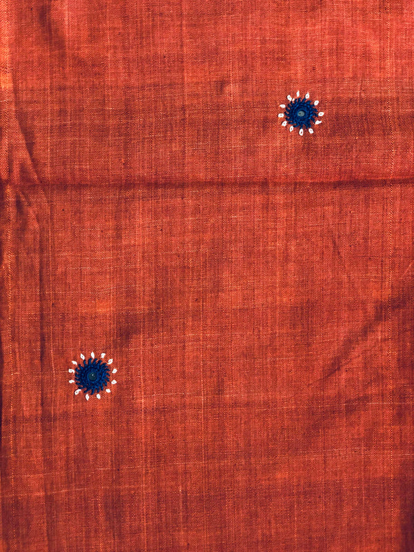 Rust Tangalia Hand Work Kurta Fabric (2m)