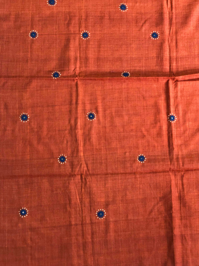 Rust Tangalia Hand Work Kurta Fabric (2m)