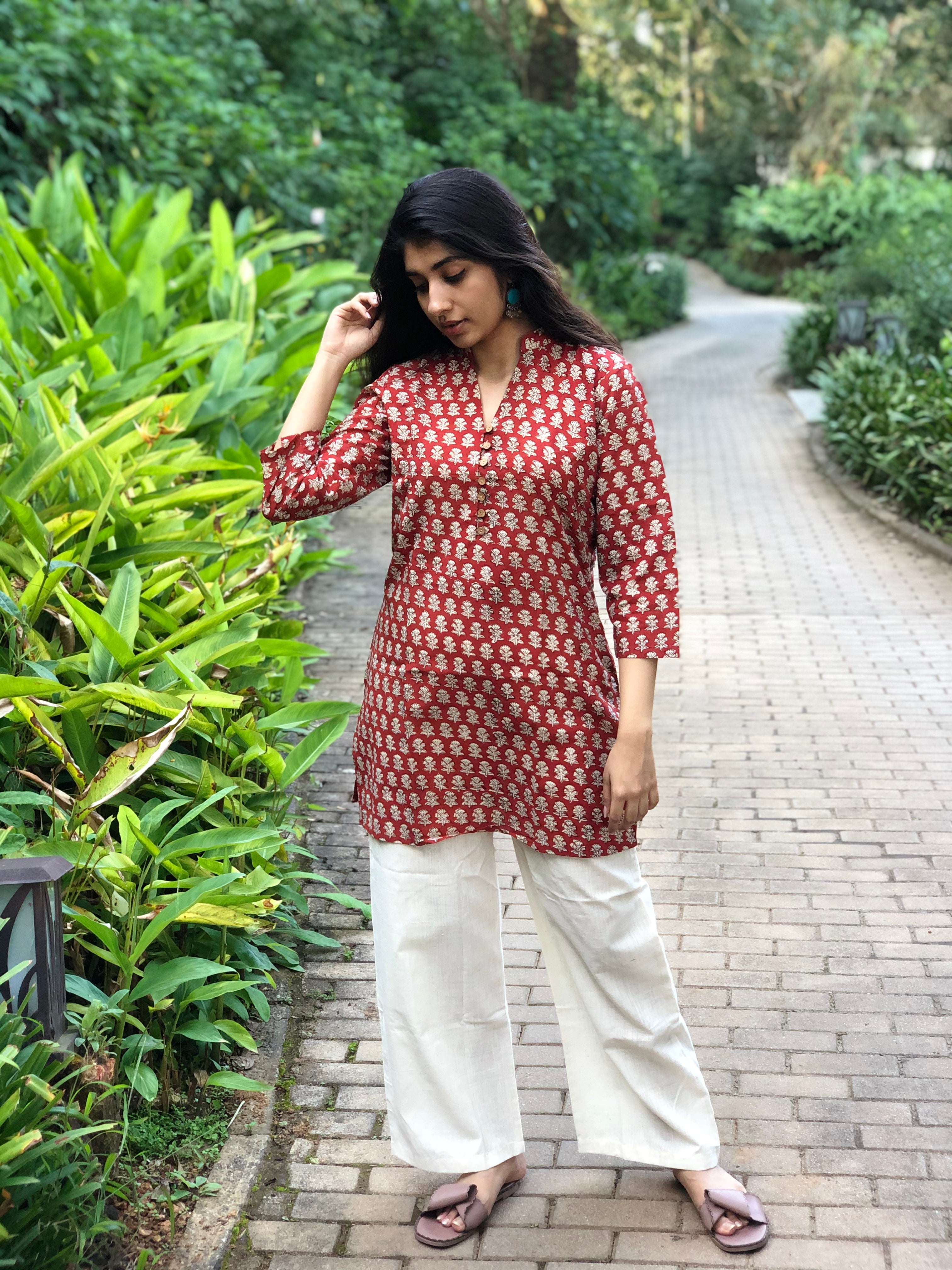 Adweta Kali Short Cotton Kurta – THE INDIAN ETHNIC CO.