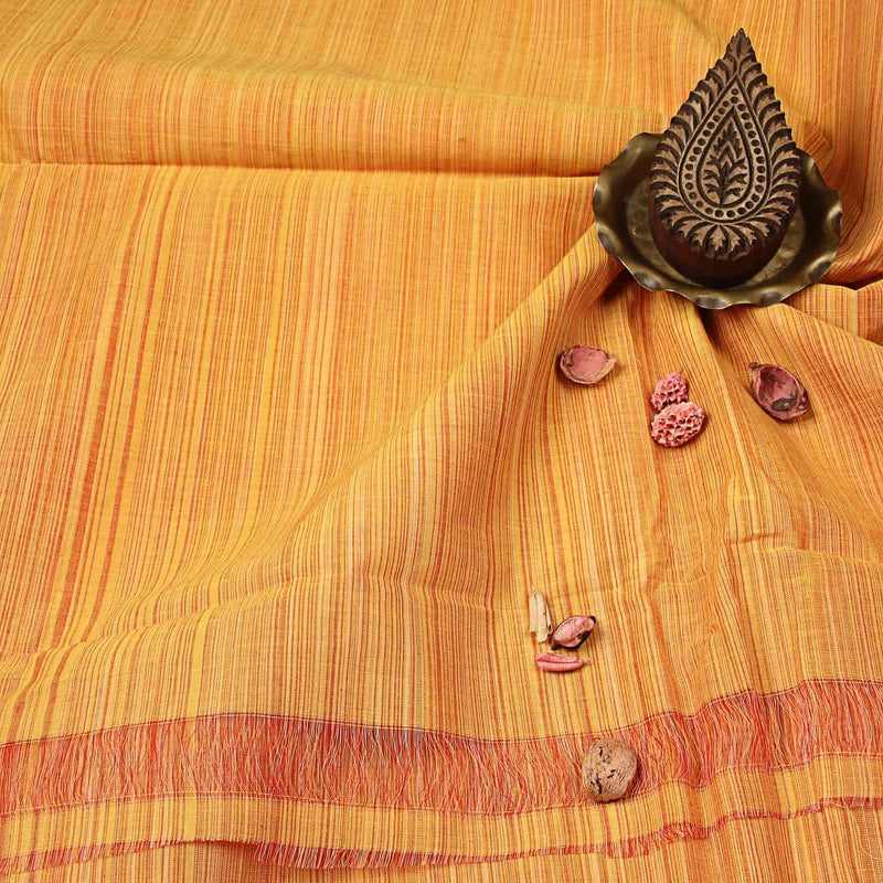 Yellow Plain Handwoven Cotton Fabric