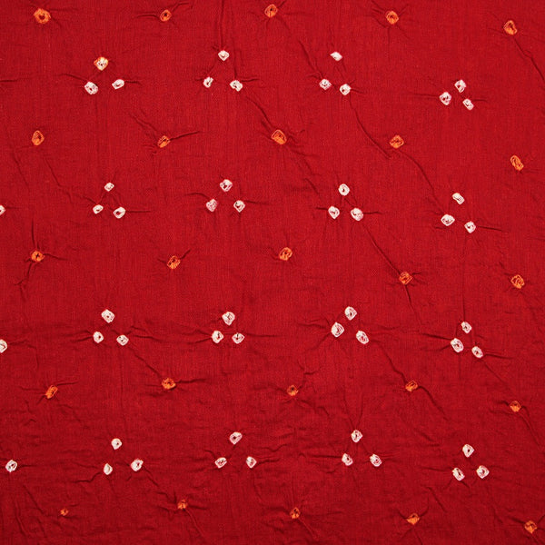 Candy Red Bandhej Cotton Fabric
