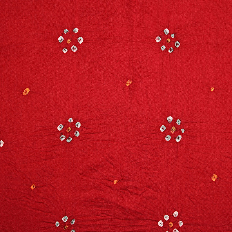 Candy Red Small Flower Butti Bandhej Cotton Fabric