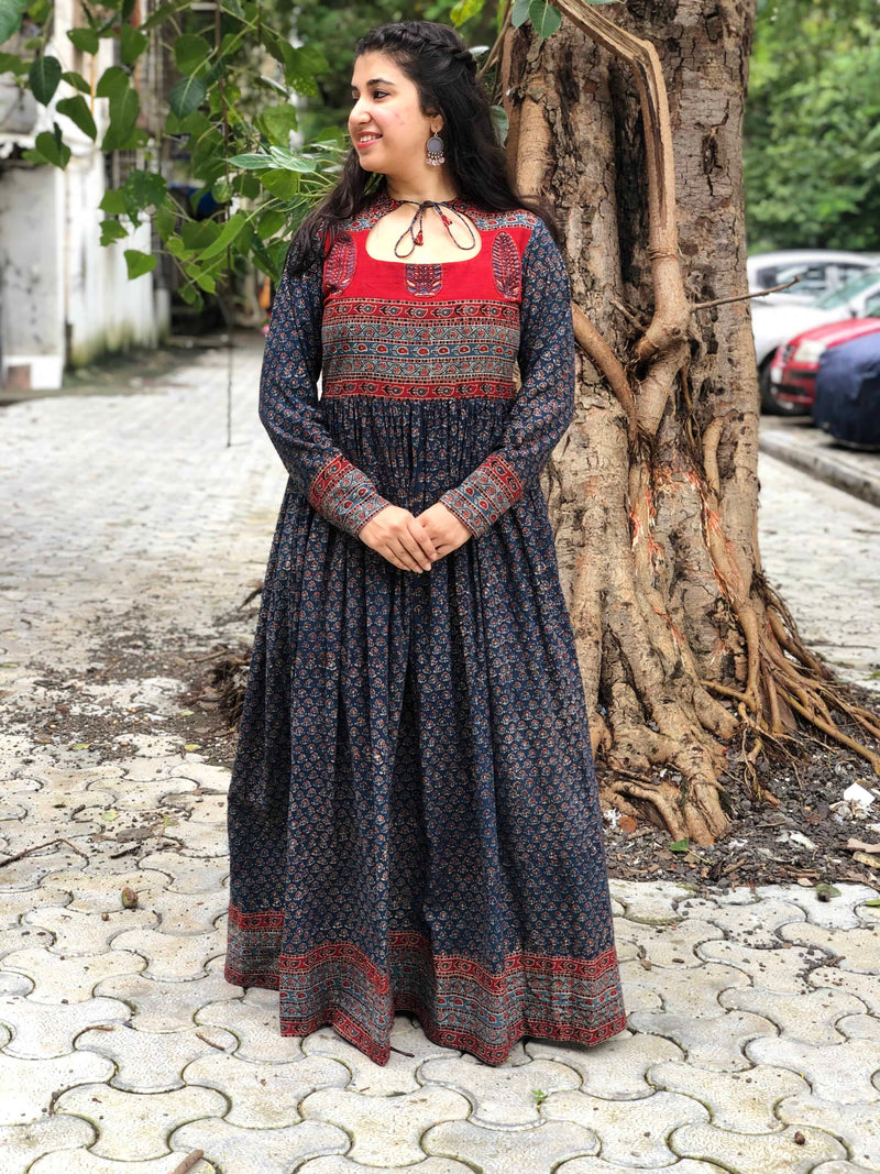 Abhiruchi Indigo Madder Patchwork Dress | Relove